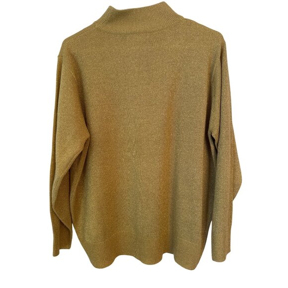 Dressbarn Christmas Gold Sweater 14/16 Textured Design Long Sleeve Lightweight - Picture 2 of 7